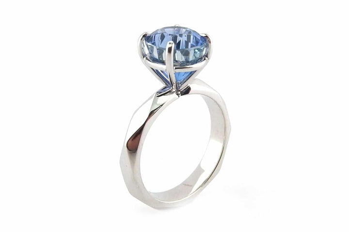 Sapphire Ring With Faceted Band