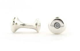 Silver cufflinks with natural round brilliant cut diamonds