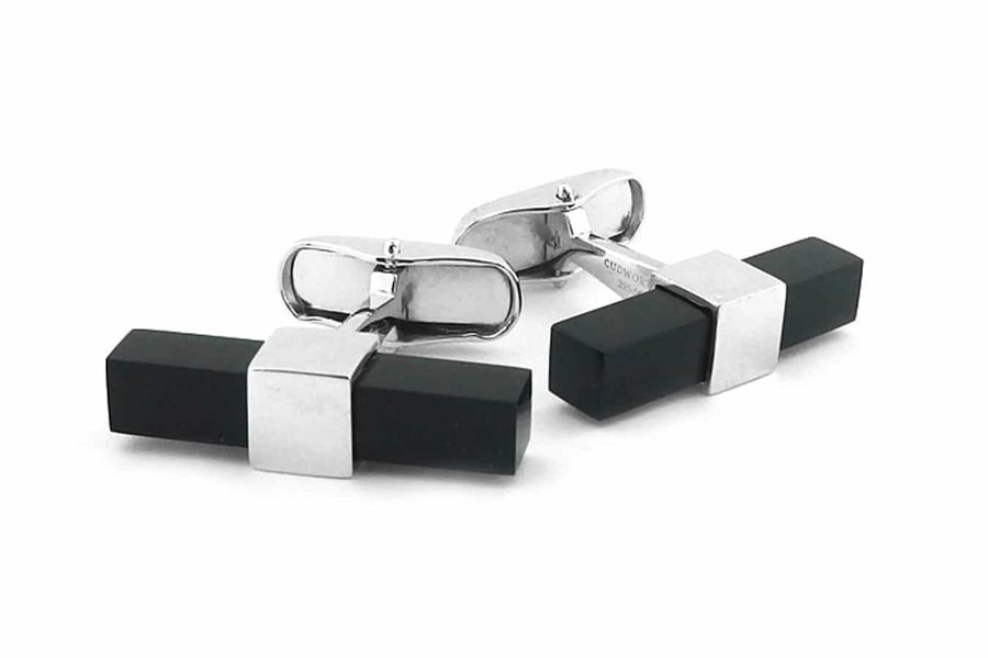 Sterling Silver and Black Agate Cufflinks