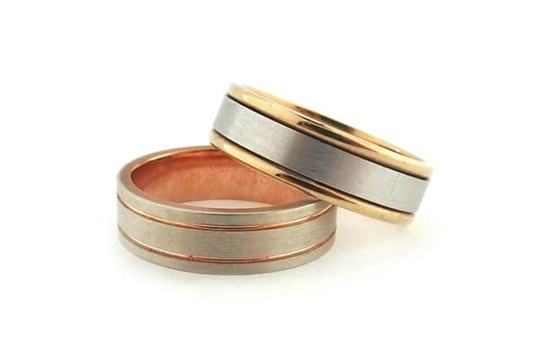 Two tone mens wedding rings