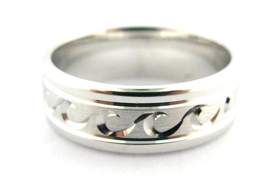 Wave pattern men's wedding ring