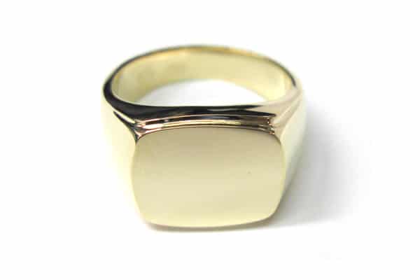 Yellow gold signet men's wedding ring