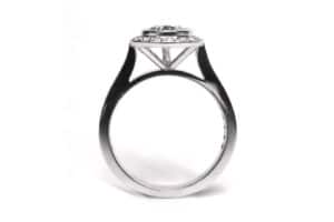 white gold bezel set pear shaped diamond ring