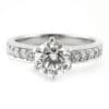 Six prong set brilliant cut diamond on white gold engagement ring
