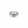 Round brilliant cut diamond six prong set in white gold ring with row of diamonds