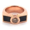 Men's wedding ring with bezel set round brilliant cut diamond in rose gold band