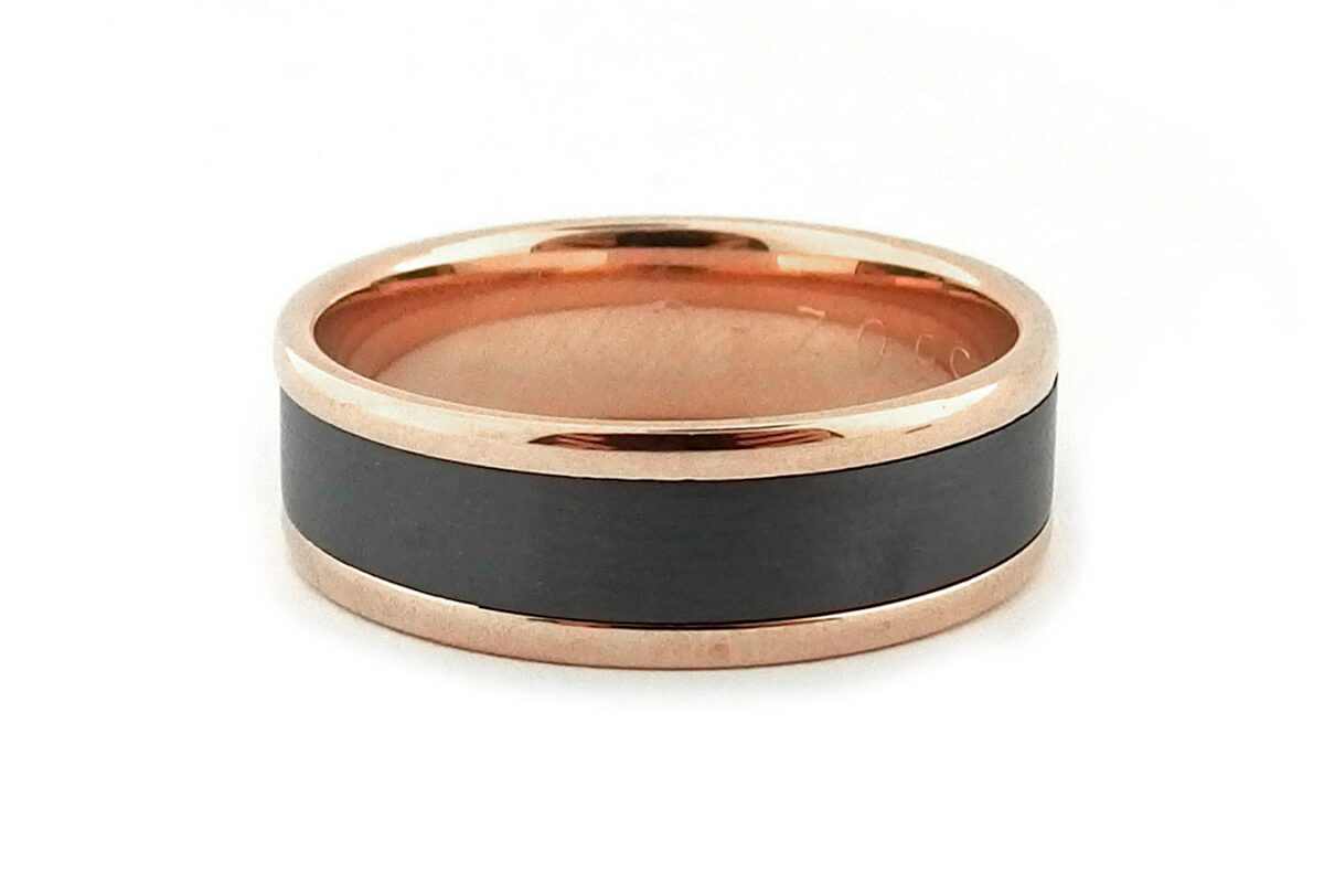 Rose Gold and Black Zirconium Ring