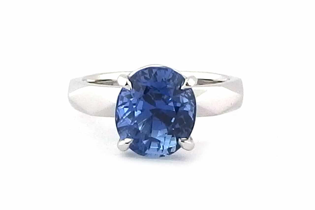 Sapphire Ring With Faceted Band