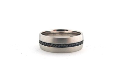 Black diamonds on platinum wedding band